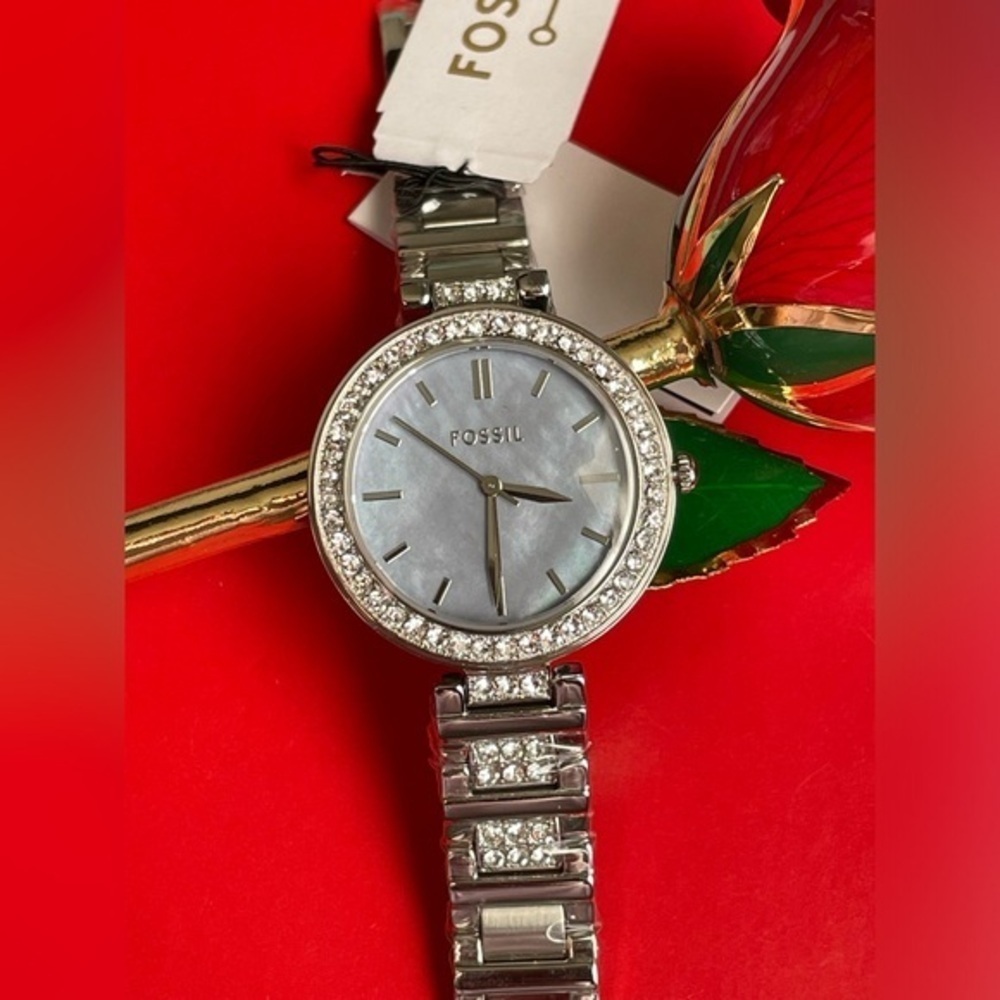 FOSSIL Watch,Fossil Silver Watch with Crystal Accents,Women’s Watch. - Picture 2 of 16